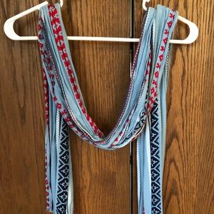 Blue with red and white pattern fashion scarf